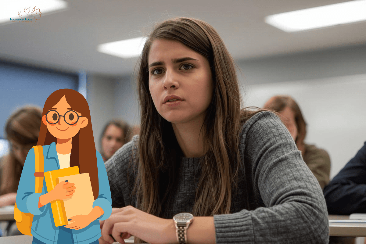 étudiant stressant pour son examen et qui n'a pas fait d'hypnose
